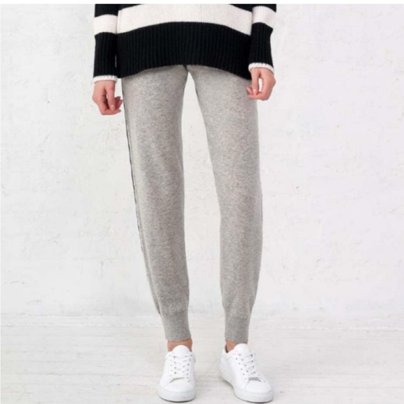 La Ligne Pants - La Ligne Gray Knit Jogger Pants with Side Stripe